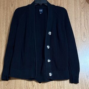 GAP Black Knit Cardigan with Metallic Buttons